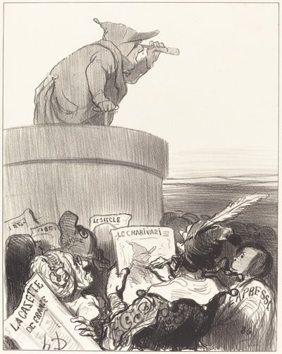 Le Constitutionnel die de Politieke Horizon Bekijkt door Honoré Daumier