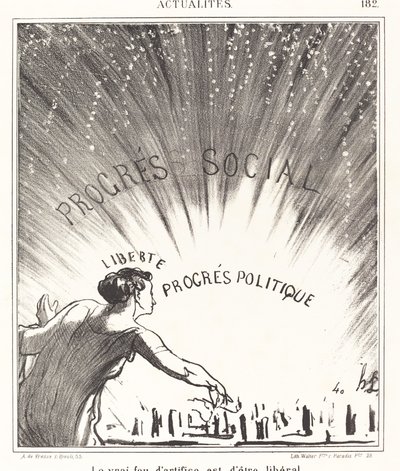 Het echte vuurwerk is vrijgevig zijn door Honoré Daumier