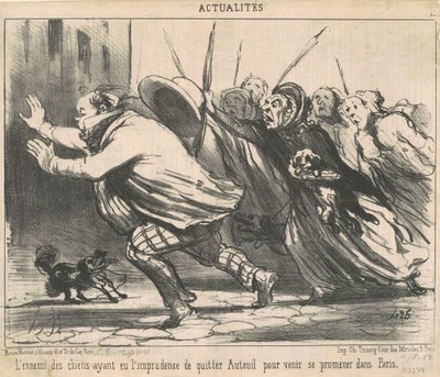 De vijand van honden die de onvoorzichtigheid had... door Honoré Daumier