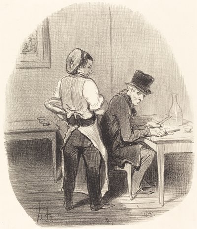Maar, meneer, ik verzeker u dat het... kalfsvlees is!... door Honoré Daumier