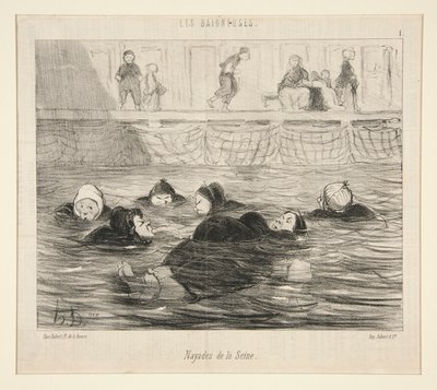 Nayades van de Seine, uit Les Baigneuses door Honoré Daumier