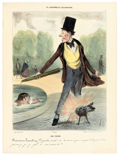 Een uur: Wandelen in de Luxemburgse tuinen, 1839 door Honoré Daumier