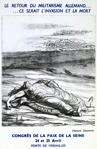 Ansichtkaart ter promotie van het Vredescongres van de Seine, Parijs door Honoré Daumier