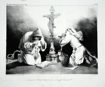 Toen de duivel oud werd, werd hij kluizenaar, gepubliceerd 1835 door Honoré Daumier
