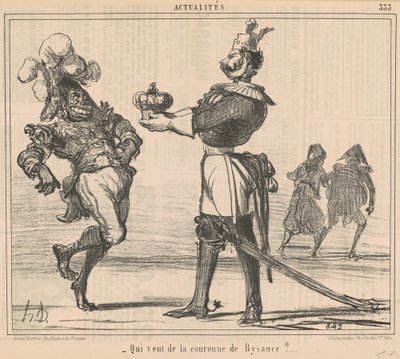 Wie wil de kroon van Byzantium? door Honoré Daumier