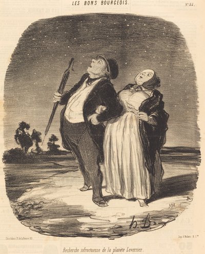 Mislukte zoektocht naar de planeet Leverrier door Honoré Daumier