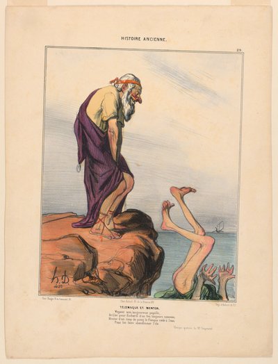 Telemaque et Mentor, plaat 29 uit de Histoire Ancienne door Honoré Daumier