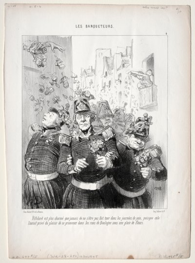 De Feestvierders, plaat 4: Rifolard is charmant als altijd... door Honoré Daumier