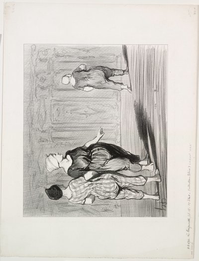 De Baadsters, plaat 15: Het is haar weer, een mooie mode, Madame Coquardeau! door Honoré Daumier