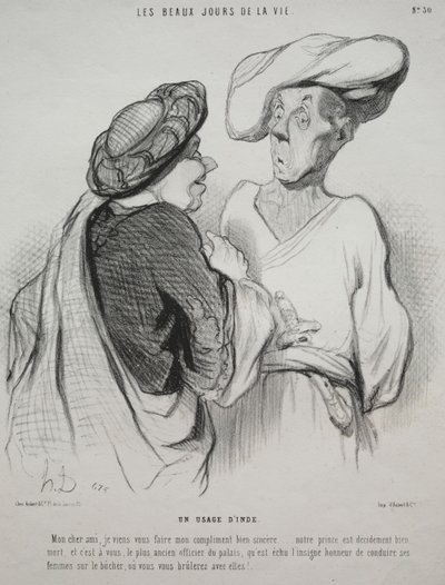 De Mooie Dagen van het Leven, plaat 30: Een Indiase Gewoonte door Honoré Daumier