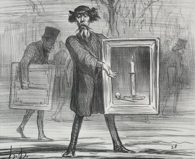 De Tentoonstelling van 1859 plaat 1: Ze hebben dit geweigerd, de Onwetenden!, 1859 door Honoré Daumier