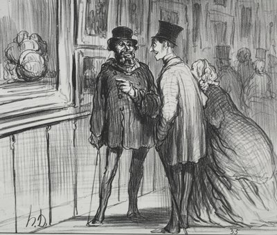 De Tentoonstelling van 1859 plaat 8: De schilder die een schilderij geweigerd kreeg..., 1859 door Honoré Daumier