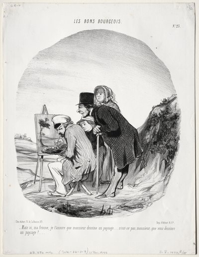 De goede bourgeois, plaat 23: Maar ja, mijn liefste, ik verzeker je dat deze heer aan het tekenen is... door Honoré Daumier