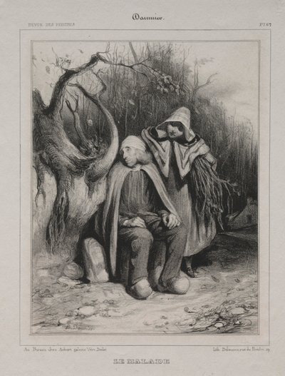 De Zieke, 1835 door Honoré Daumier