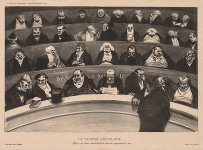 De Maandelijkse Vereniging plaat 18: De Wetgevende Buik door Honoré Daumier