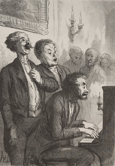 De zangers: De zangers in de salon door Honoré Daumier