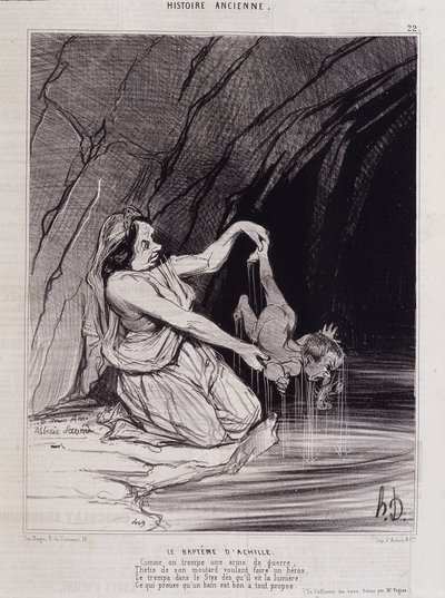 De doop van Achilles - in Charivari ca.1840 - Honore Daumier door Honoré Daumier