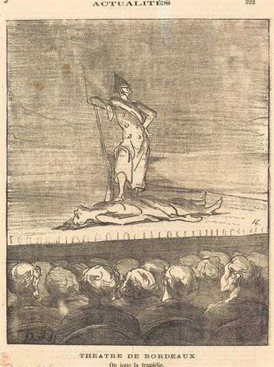 Théâtre de Bordeaux - men speelt de tragedie door Honoré Daumier