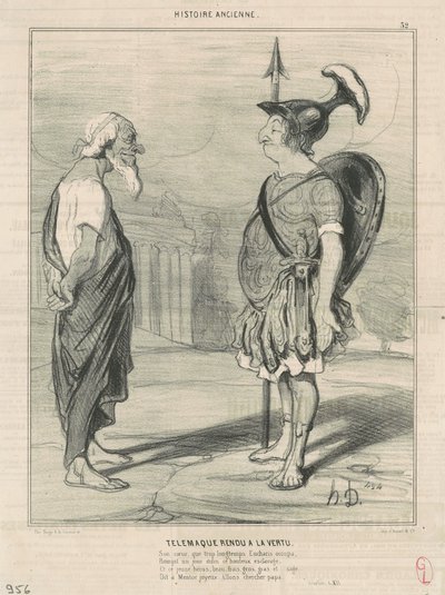 Telemachus teruggebracht naar de deugd door Honoré Daumier