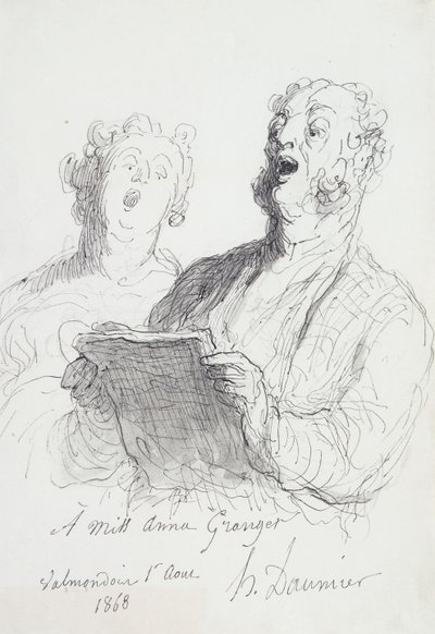 Twee zangers door Honoré Daumier