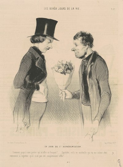 Een dag van de eerste voorstelling door Honoré Daumier