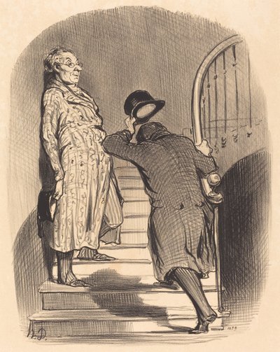 Een huurder die zijn huur precies betaalt door Honoré Daumier