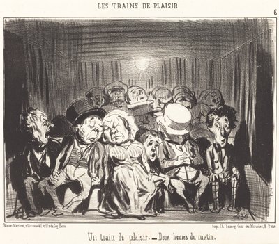 Een plezierige trein door Honoré Daumier