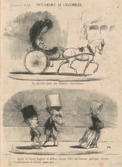Een cabriolet met een ongelukkige gelijkenis... door Honoré Daumier