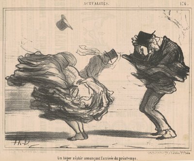 Een lichte zefier kondigt de komst van de lente aan door Honoré Daumier