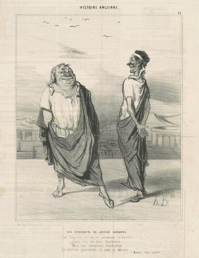 Une rencontre de jouyeauz augures door Honoré Daumier