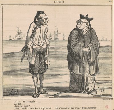 Hier zijn de Fransen! ... ik vertrek... door Honoré Daumier