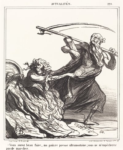 Vous aurez beau faire, ma pauvre presse... door Honoré Daumier