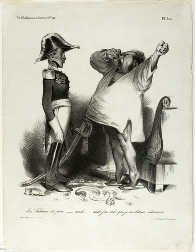 "Sire! Lissabon is veroverd. - aaaah!!.. en ik droomde dat ik moedig had gevochten!" plaat 304 door Honoré Victorin Daumier