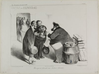 Een eerlijke beloning voor plichtsgetrouwe kiezers, plaat 404 door Honoré Victorin Daumier