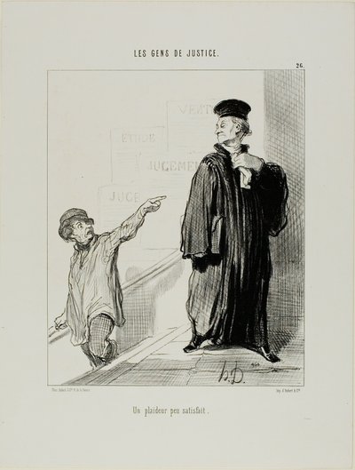 Een nogal ontevreden procespartij, plaat 26 uit Les Gens De Justice door Honoré Victorin Daumier