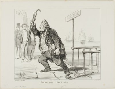 "Alles is verloren - red de geldkist" door Honoré Victorin Daumier