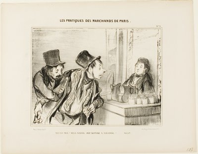 "Is alles betaald En we hebben niemand beledigd... Dag," plaat 31 van Types Parisiens door Honoré Victorin Daumier