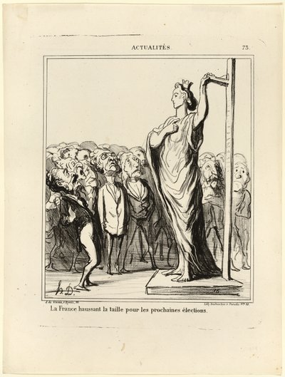 Frankrijk bereidt zich voor om haar kandidaten onder de maat te krijgen, plaat 73 van Actualités door Honoré Victorin Daumier