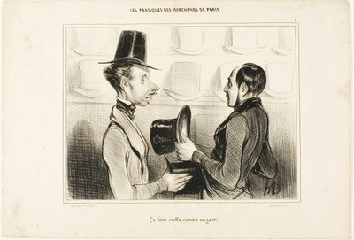 "Het past je als gegoten!", bord 34 van Types Parisiens door Honoré Victorin Daumier