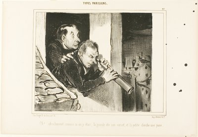 "Oh! Het is alsof we daar waren: de lange opent haar korset en de kleine zoekt een vlo!", plaat 27 uit Types Parisiens door Honoré Victorin Daumier