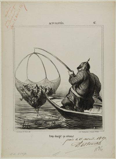 "Overbelast! Het gaat barsten!", plaat 67 van Actualités door Honoré Victorin Daumier