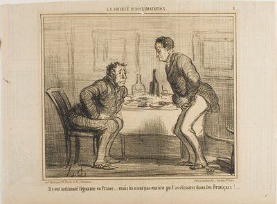 Ze slaagden erin om de Indiase aardappel aan het Franse klimaat te laten wennen, maar het is nog steeds een probleem om de Fransen aan de Indiase aardappel te laten wennen!, plaat 1 van La Société D