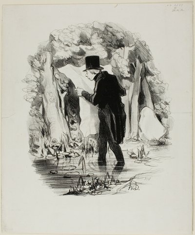 This is Where the Lecture of the Constitutionnel Might Take You, plaat 8 uit Pastorales door Honoré Victorin Daumier