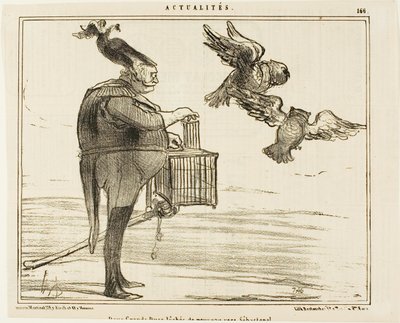Twee groothertogen vertrekken naar Sebastopol, plaat 166 uit Actualités door Honoré Victorin Daumier