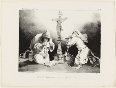 Toen de duivel oud werd, werd hij een kluizenaar, plaat 476 door Honoré Victorin Daumier
