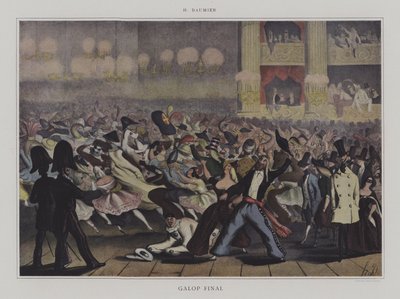 Galop Final (kleur litho). door Honore (after) Daumier