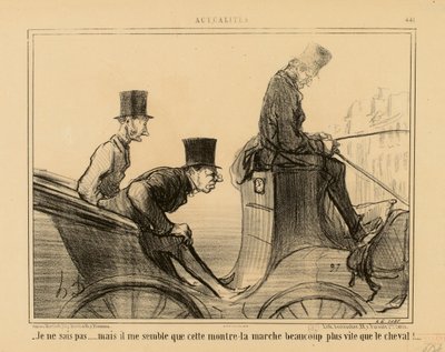 Actualiteiten nr. 441: - Ik weet het niet... maar het lijkt me dat dit horloge veel sneller loopt dan het paard door Honoré Daumier