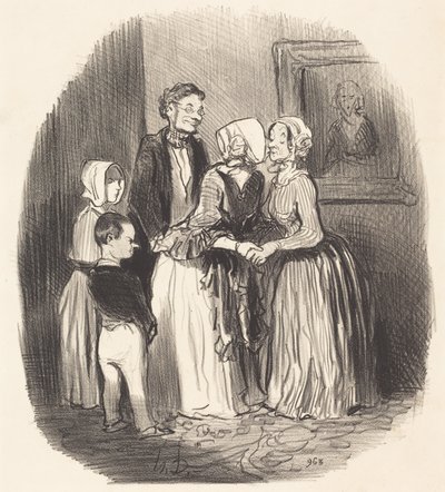 Nieuwjaarsbezoek... aan tante Rabourdin door Honoré Daumier