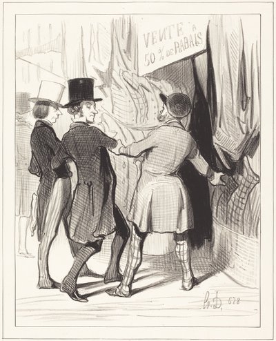 Entrez Messieurs... voici de magnifiques... door Honoré Daumier