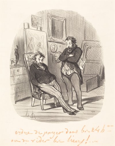 Het nadeel van het versturen van een slecht schilderij... door Honoré Daumier